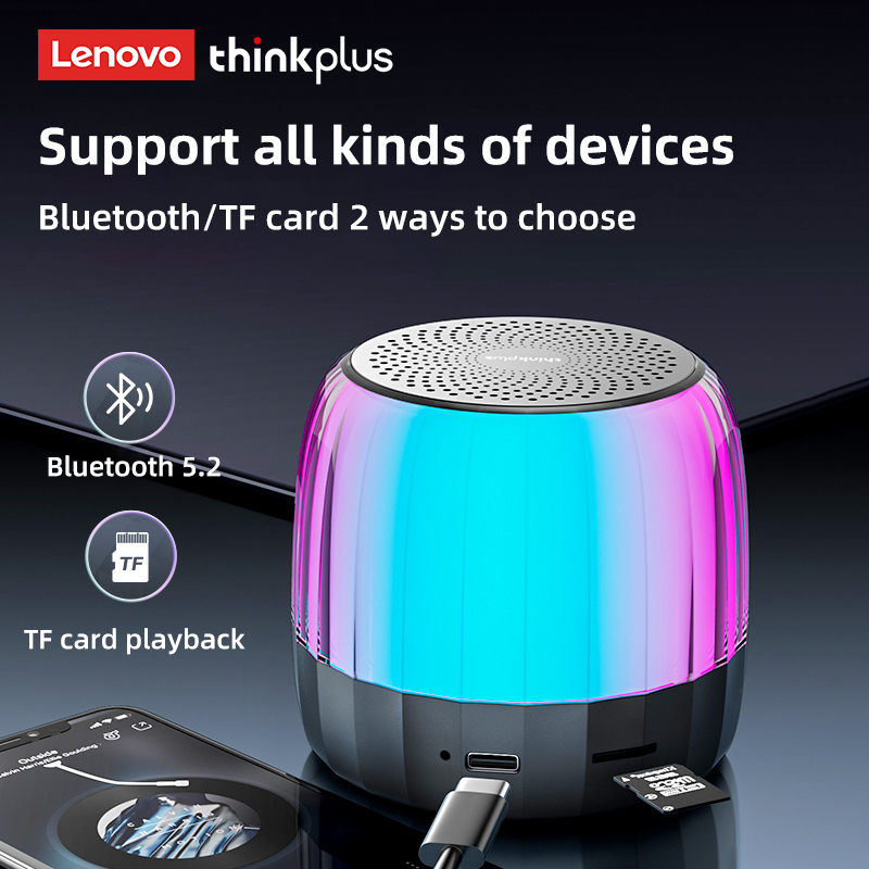 Lenovo K3 PLUS Speaker-Bluetooth 5.2 Portable Colorful Lighting Mini Outdoor Speakers TWS Supports TF Card Playback Long Battery Life High Volume Bluetooth Speakers Subwoofer