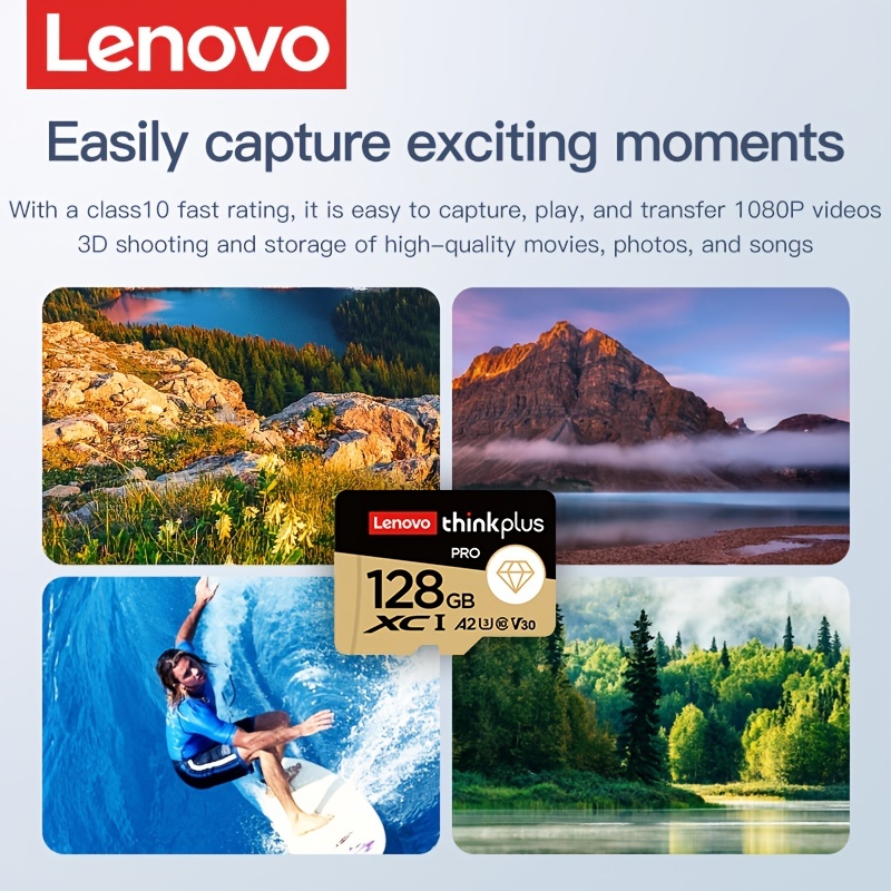 Lenovo ThinkPlus 128GB Memory Card PRO A2 U3 V30 Class10 TF Memory Card for Recorder Camera Smart Phone Tablet Computer Drone Action Camera Game Machine Be Common