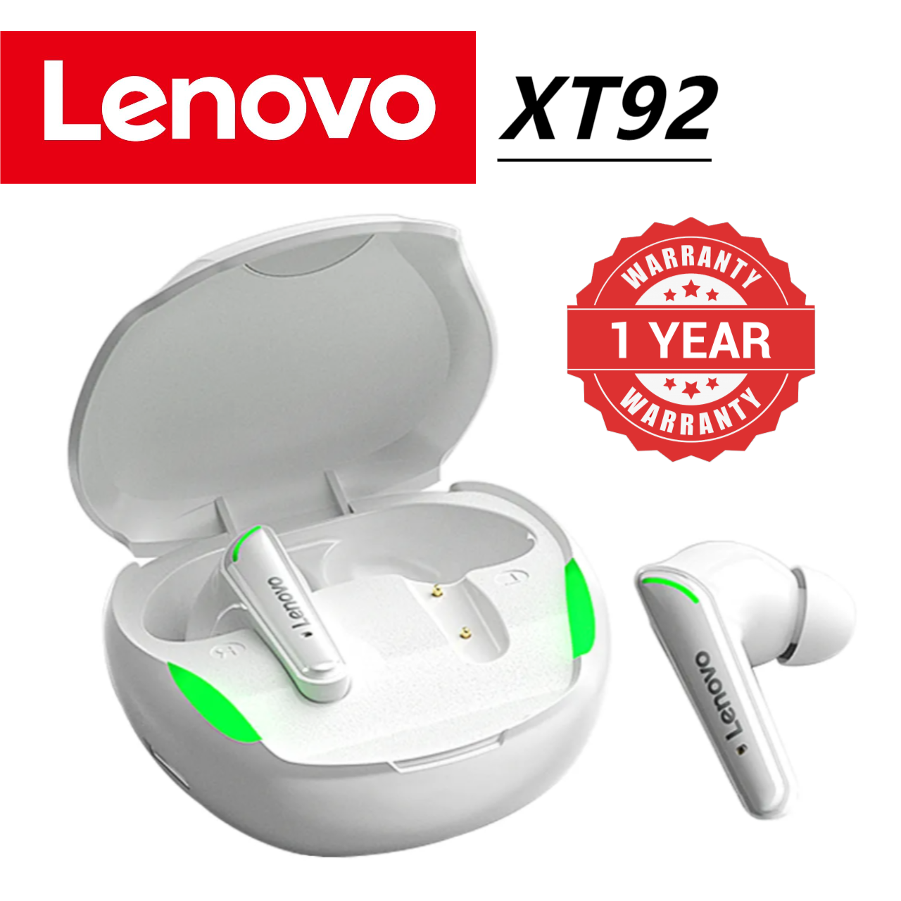 Lenovo Thinkplus XT92 Earpods TWS Gaming Earbuds Low Latency Bluetooth Earphones Stereo Wireless 5.1 Bluetooth Headphones Touch Control Headset White