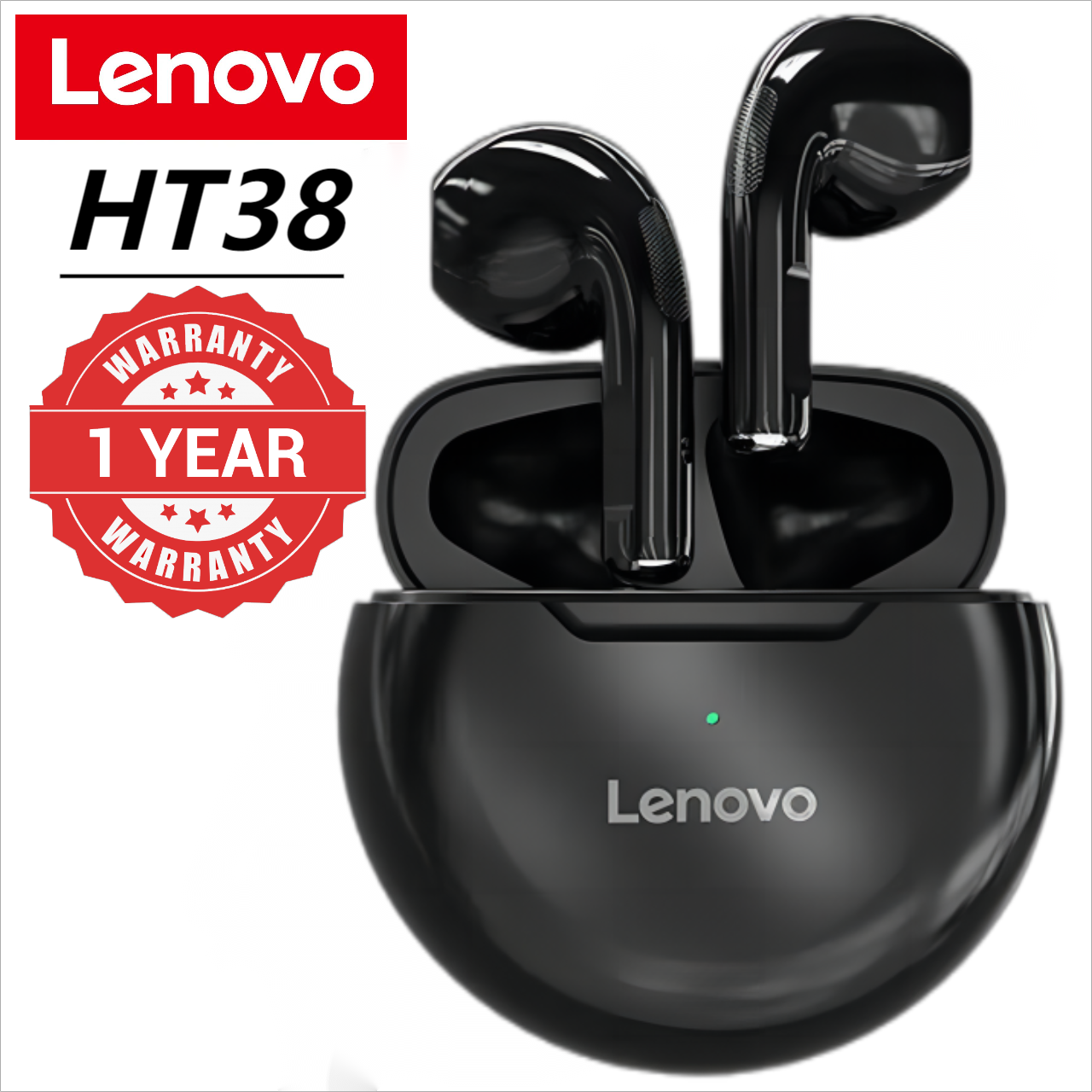 Lenovo Thinkplus HT38 Earpods Bluetooth Earphones 5.0 TWS Wireless Earphones Waterproof Sport Earphones Noise Reduction Earbuds with Mic Earphones BluetoothBlack