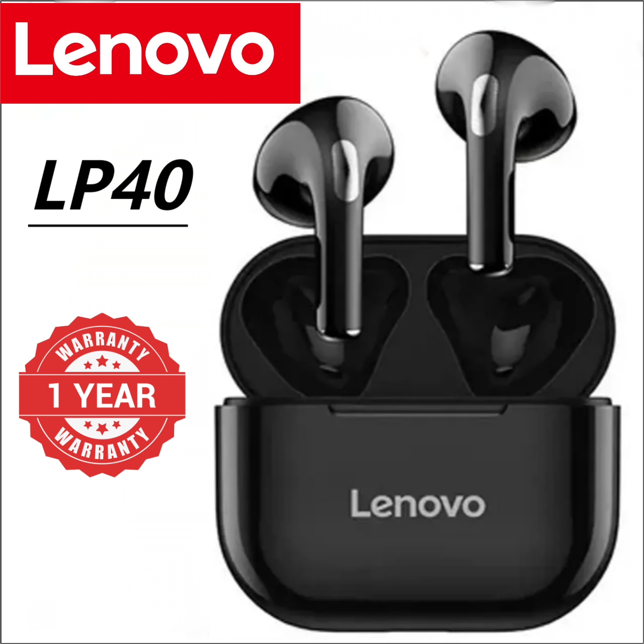 Original Lenovo thinkplus LP40 Earpods Bluetooth Earphones TWS Wireless Earphones Dual Stereo Bluetooth 5.0 Earbuds Noise Reduction Bass Touch Control For Android IOS Black