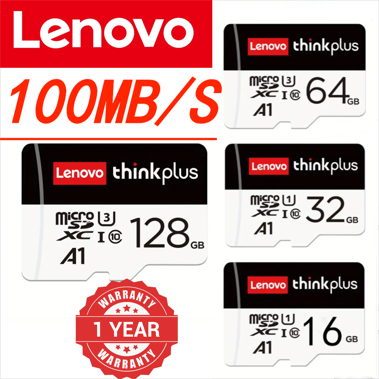 Lenovo Thinkplus 128GB High Speed TF Card Micro SD Card Memory Cards Class 10 Card  Memory Card For Camera Smartphones Adapter Android Phones 16GB