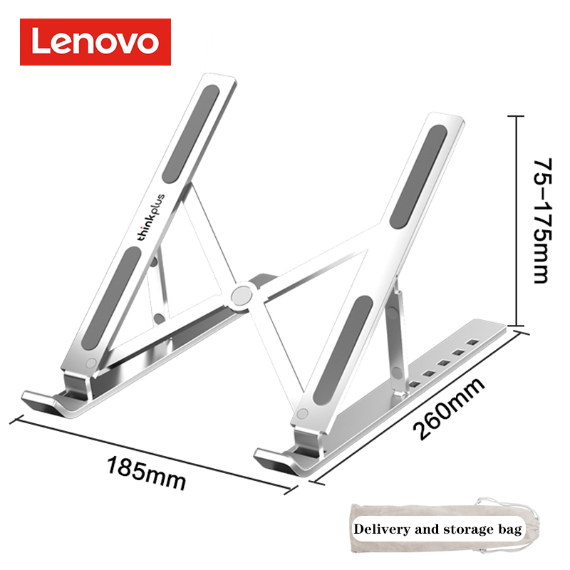 Lenovo XT6 Universal Laptop Stand - Adjustable, Foldable, Aluminum Alloy, Supports up to 20KG - Silver  Black