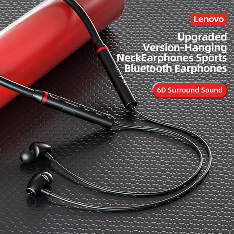 Lenovo Thinkplus HE05/HE05X Bluetooth Earphones Neck Hanging Super Bass Sports Earphones with Mic Wireless Headphone for Android IOS with charging cable Black