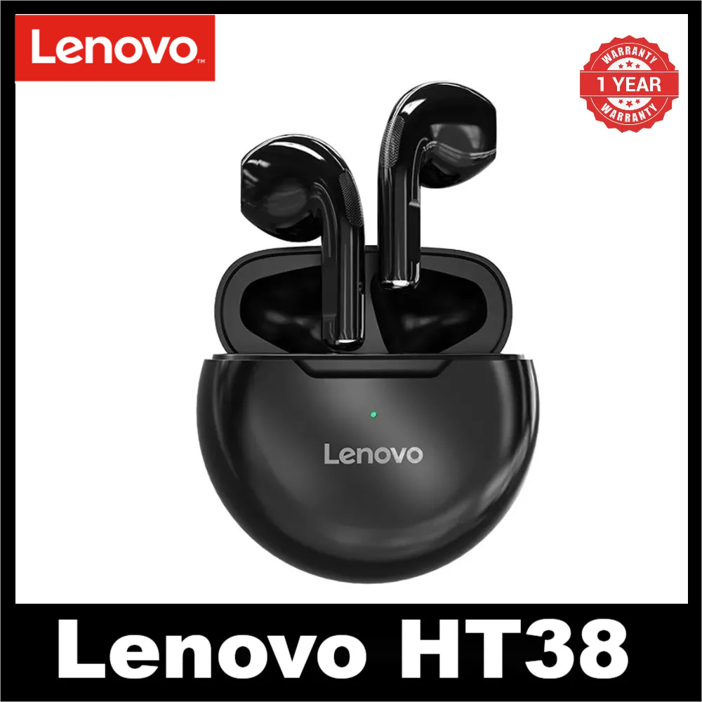 Lenovo Thinkplus HT38 Earpods Bluetooth Earphones 5.0 TWS Wireless Earphones Waterproof Sport Earphones Noise Reduction Earbuds with Mic Earphones Bluetooth