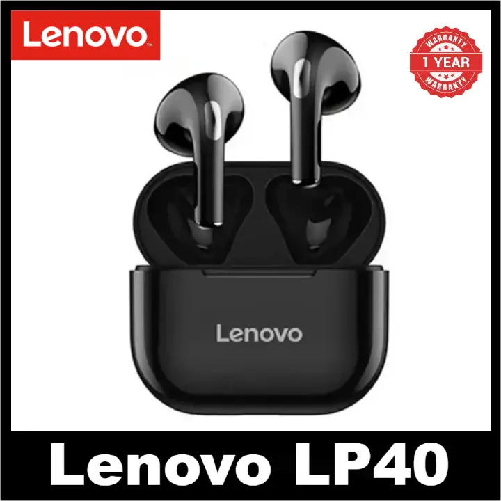 Original Lenovo thinkplus LP40 Earpods Bluetooth Earphones TWS Wireless Earphones Dual Stereo Bluetooth 5.0 Earbuds Noise Reduction Bass Touch Control For Android IOS