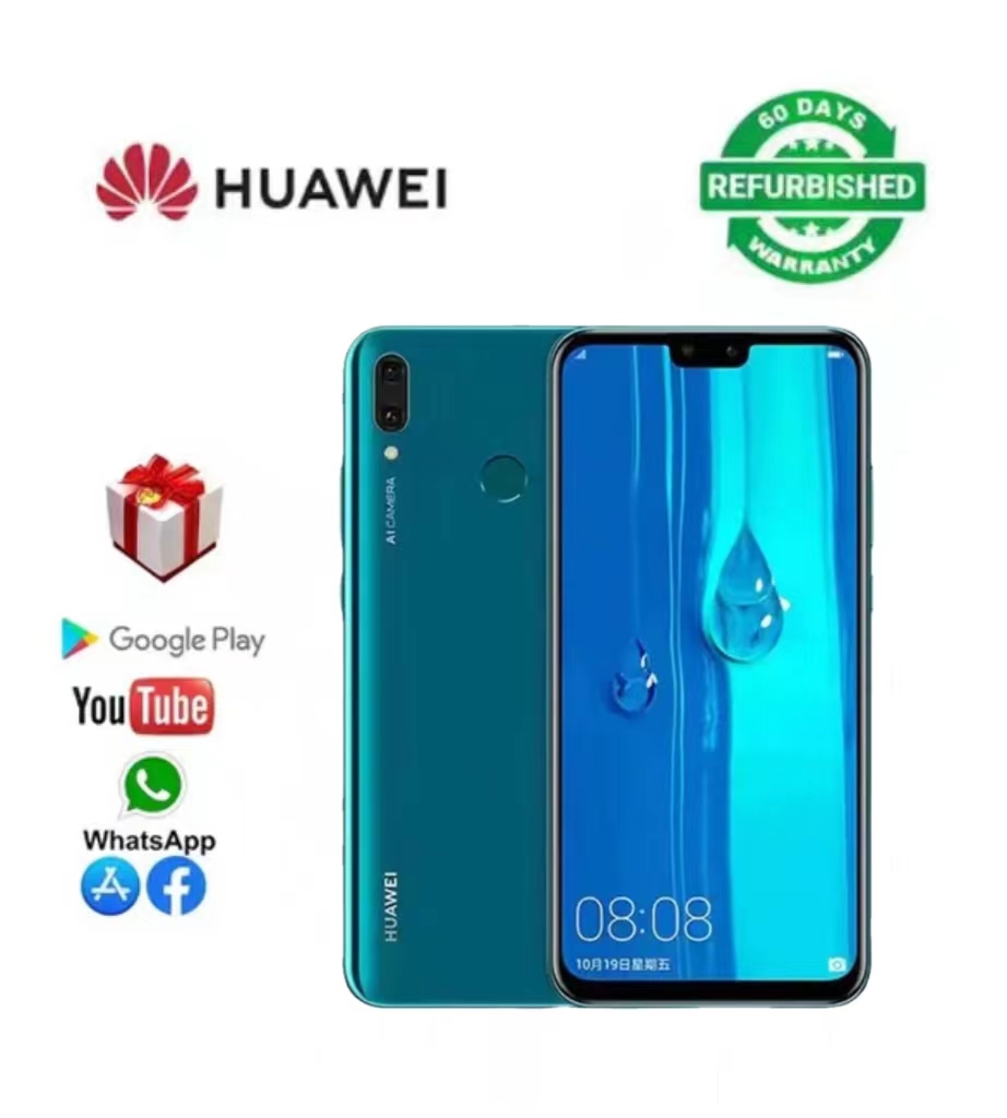 Refurbished Huawei Phones Y9 2019 128GB ROM 6GB/4GB RAM 6.5" inch Dual SIM 16MP+4MP 4000mAh Smart Phones smartphone