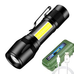 YOUYO  Mini Torch LED Rechargeable Flashlight Portable USB Charging Flashlight High Power Bank Camping Waterproof Long Range Lantern Black 3W