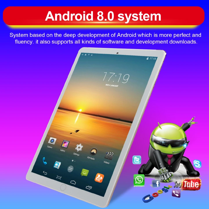 2023 New Upgrade 10.1 Inch Tablet Pc Dual SIM Four Core Dual camera Tablet WIFI Andriod 8.0 Tablet with 4G RAM and 64 ROM Tablet
