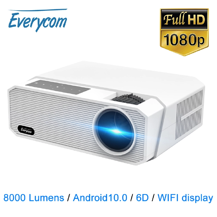 Everycom HQ9 LED 1080P 4K Projector 2022 highest Brightness 8000 Lumens FHD Android 10.0 5G WIFI Home Theater Smart Phone Beamer speakers portable blue-tooth home appliance