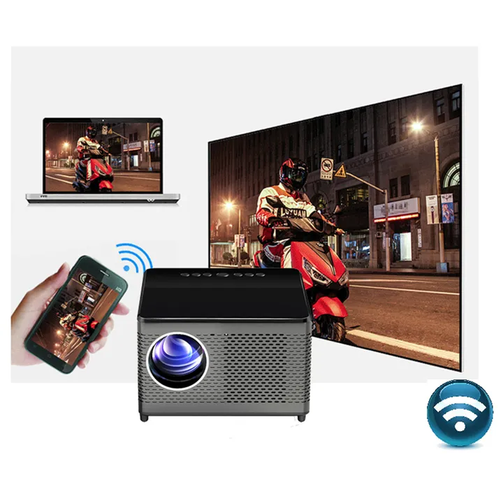 TouYinger T10 1080P 2.4G/5G WiFi Smart Projector, Multimedia Android 9.0 Beamer 7200Lumens High Brightness 200" Display Home Use Projector,Support Wireless Phone Computer Projector, Built-in Speaker