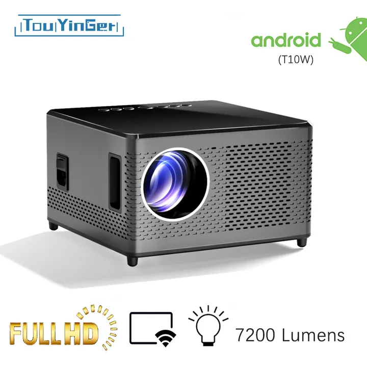 TouYinger T10 1080P 2.4G/5G WiFi Smart Projector, Multimedia Android 9.0 Beamer 7200Lumens High Brightness 200" Display Home Use Projector,Support Wireless Phone Computer Projector, Built-in Speaker