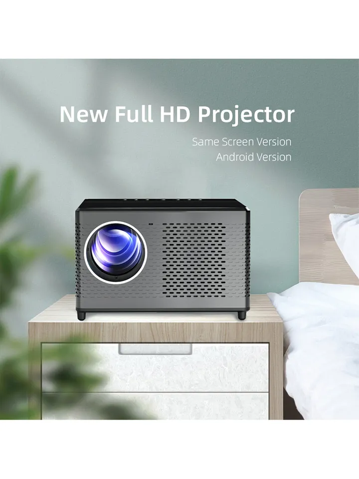 TouYinger T10 1080P 2.4G/5G WiFi Smart Projector, Multimedia Android 9.0 Beamer 7200Lumens High Brightness 200" Display Home Use Projector,Support Wireless Phone Computer Projector, Built-in Speaker