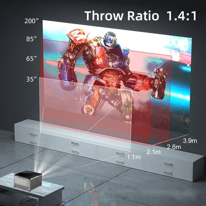 TouYinger T10 1080P 2.4G/5G WiFi Smart Projector, Multimedia Android 9.0 Beamer 7200Lumens High Brightness 200" Display Home Use Projector,Support Wireless Phone Computer Projector, Built-in Speaker