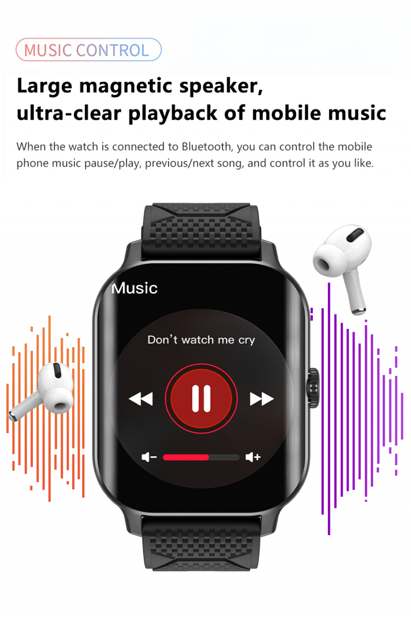 Smartwatches F12 2.02" Smart Watches Sport Touch Curved Screen Blood Glucose Heart Rate Blood Pressure Monitoring Bluetooth Talking Smartwatch Men Women for ANDROID