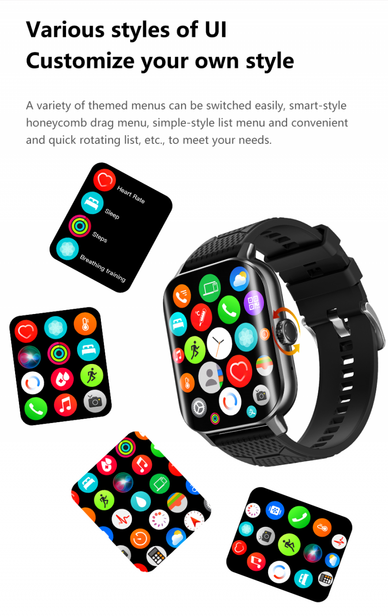 Smartwatches F12 2.02" Smart Watches Sport Touch Curved Screen Blood Glucose Heart Rate Blood Pressure Monitoring Bluetooth Talking Smartwatch Men Women for ANDROID
