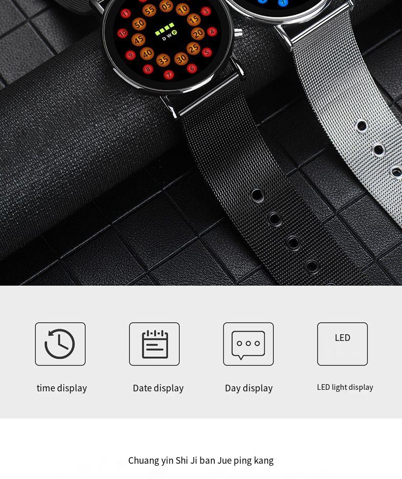 Fashion Thin Mesh With LED Tumbler Watch Korean Version of Creative Running Light Student Turntable led Electronic Watch