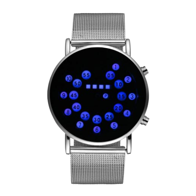 Fashion Thin Mesh With LED Tumbler Watch Korean Version of Creative Running Light Student Turntable led Electronic Watch
