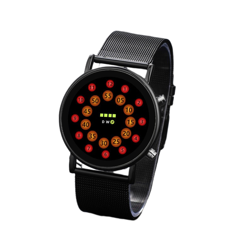 Fashion Thin Mesh With LED Tumbler Watch Korean Version of Creative Running Light Student Turntable led Electronic Watch