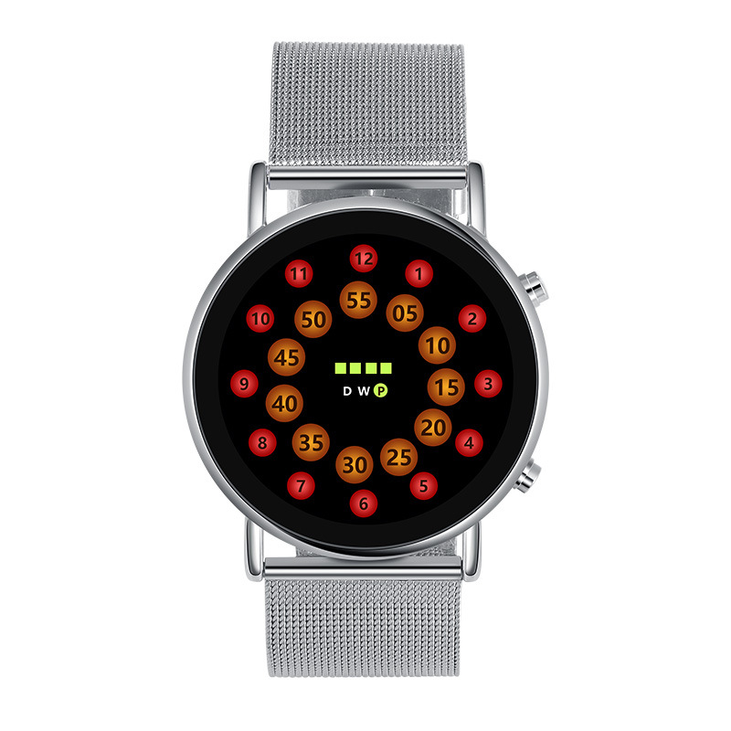 Fashion Thin Mesh With LED Tumbler Watch Korean Version of Creative Running Light Student Turntable led Electronic Watch