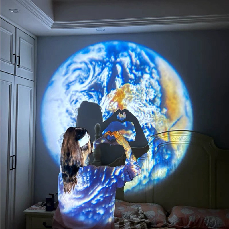 Earth Moon Projection Lamp Star Projector Planet Projector Background Atmosphere Led Night Light For Kids Bedroom Wall Decor