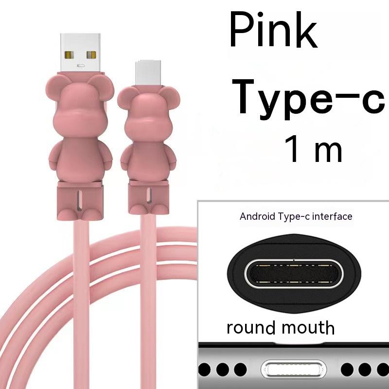 Silicone cartoon super fast charging mobile phone data cable for apple huawei charging cable android type-c