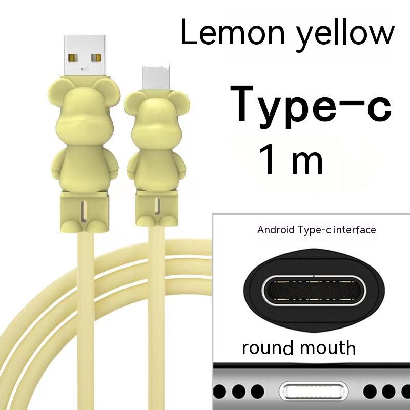 Silicone cartoon super fast charging mobile phone data cable for apple huawei charging cable android type-c