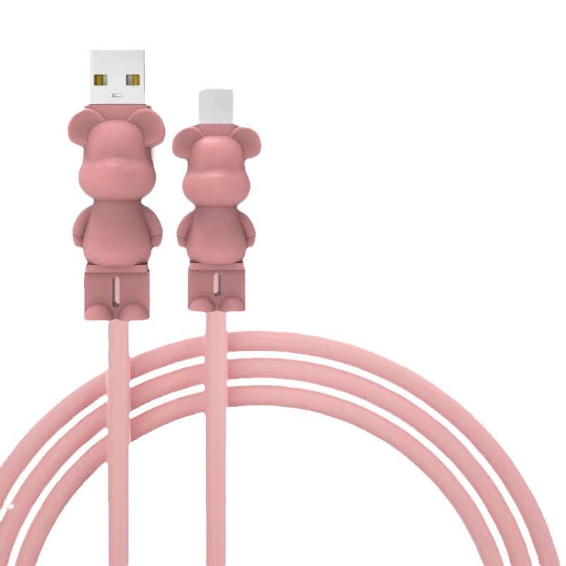 Silicone cartoon super fast charging mobile phone data cable for apple huawei charging cable android type-c