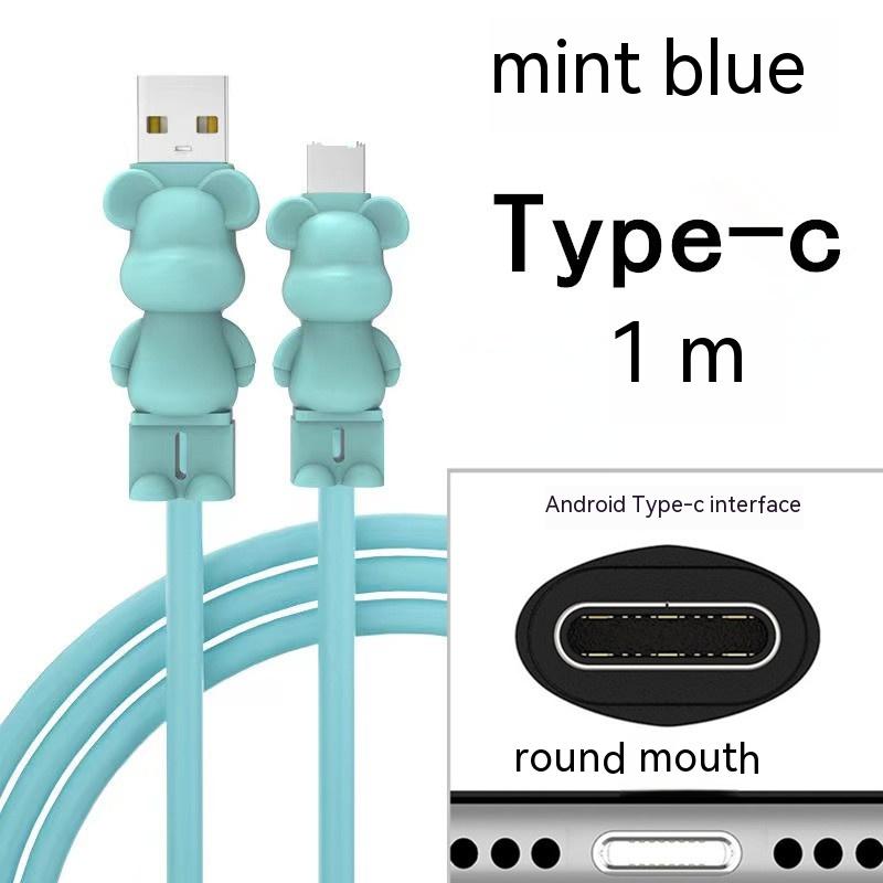 Silicone cartoon super fast charging mobile phone data cable for apple huawei charging cable android type-c