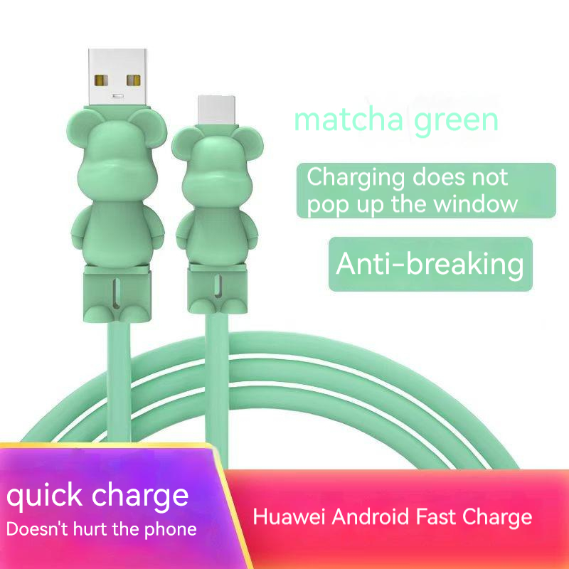 Silicone cartoon super fast charging mobile phone data cable for apple huawei charging cable android type-c