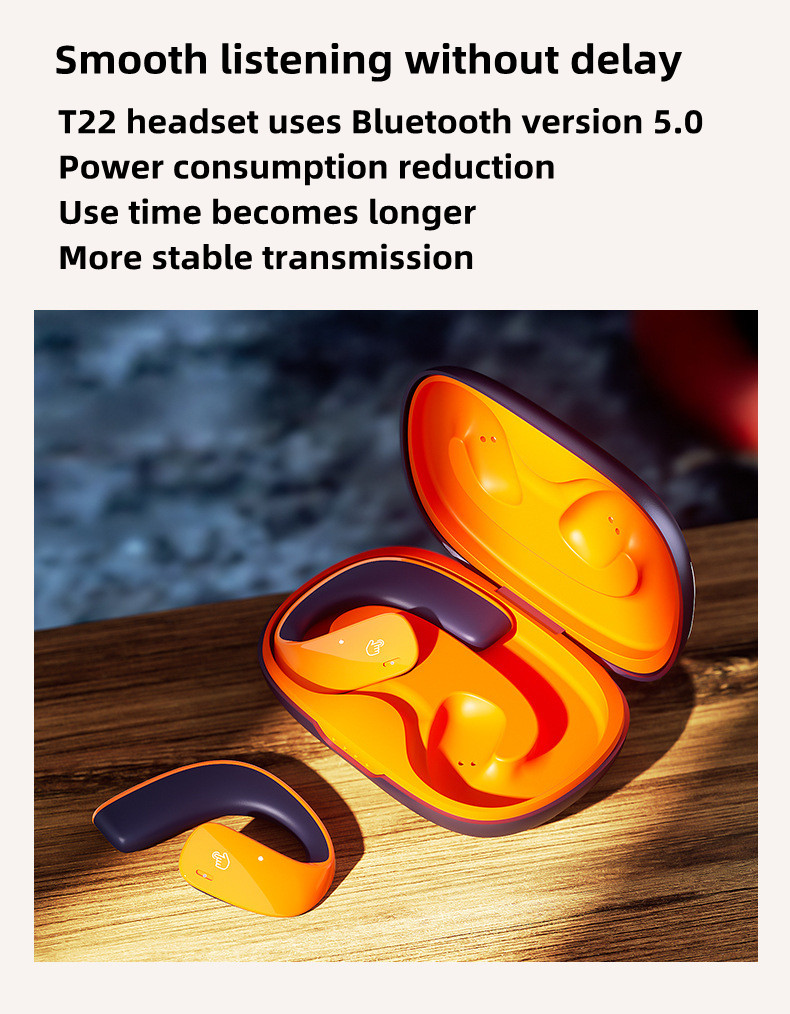 New T22 TWS Bone Conduction Man Women Sleeping Wireless Headphones Music Sport Earphone Bluetooth with Mic Headset Girl Gift
