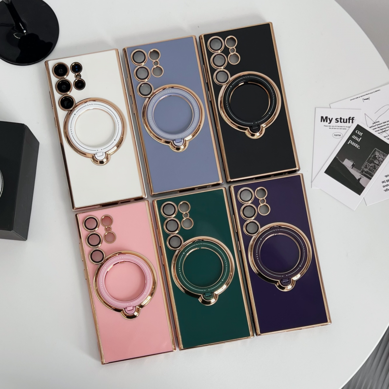 Suitable for Samsung S23ultra cell phone case A14/A54 magnetic bracket S22P lens all-inclusive A13 plating soft case TPU Back cover Simple Style for Samsung S23Plus S23Ultra S22 S22Plus S22 Ultra A52