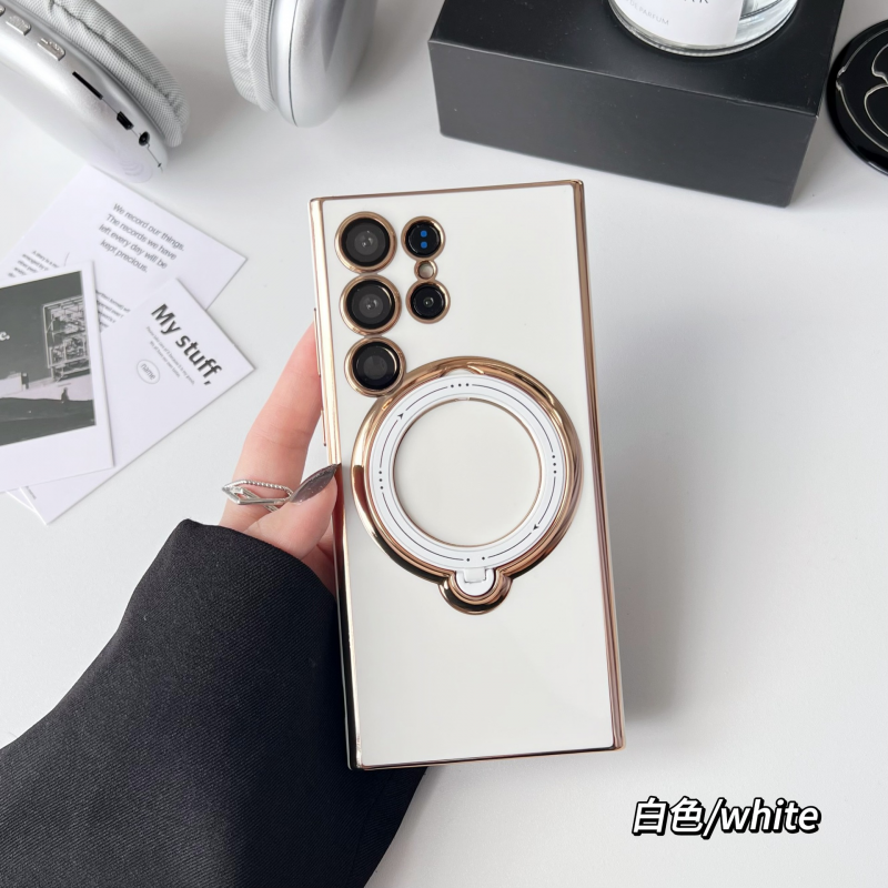 Suitable for Samsung S23ultra cell phone case A14/A54 magnetic bracket S22P lens all-inclusive A13 plating soft case TPU Back cover Simple Style for Samsung S23Plus S23Ultra S22 S22Plus S22 Ultra A52