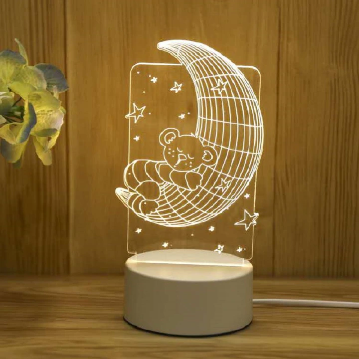 Teddy Bear Night Light for Kids 3D Night Lamp 3 Colors Changing with Remote Control Room Decor Gifts for Lovers Children Girls Boys