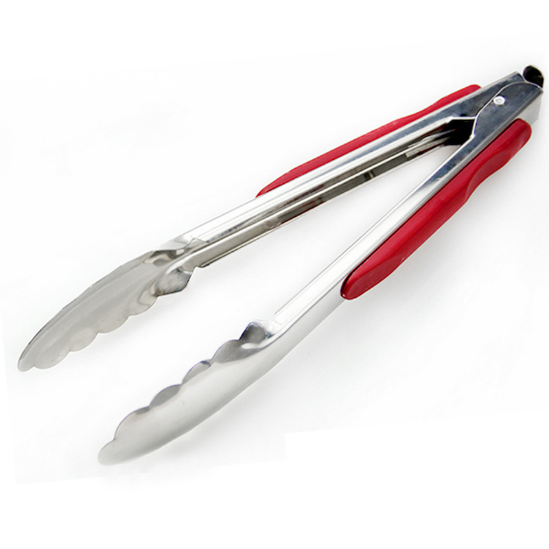 Stainless Steel Silicone Tongs for Cooking  Set of 1  Includes 12 Inch Locking Kitchen Tong Heat Resistant Tip Strong Grip for Meat  Perfect for Nonstick Pans and BBQ  Red