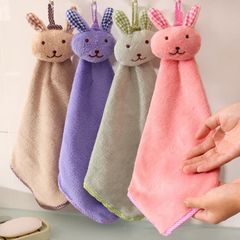 4 Pack Hanging Hand Towels for Bathroom&Kitchen Ultra Thick Hand Towel with Hanging Loop Cute Child/Kids Microfiber Rabbit Hand Towels Soft Absorbent Fast Drying Reusable Stylish&A Random Color 4 piec