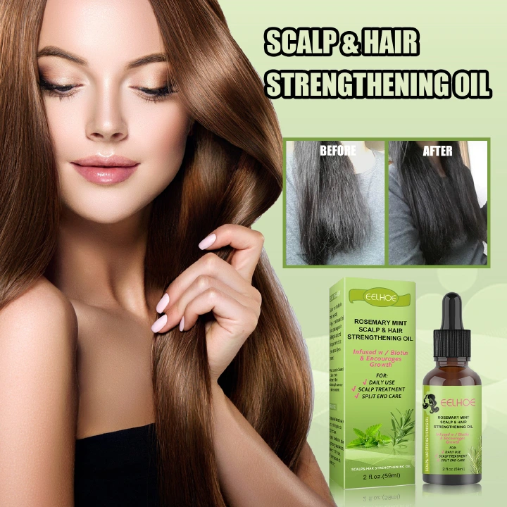 Rosemary Mint Hair Strengthening Oil Hair Growth Liquid Scalp Massage Care to Smooth Dry and Irritable