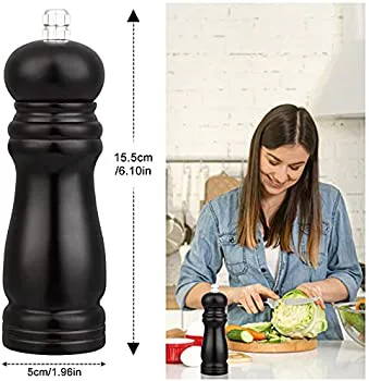 6 inch Wood Pepper Grinder Mill Adjustable Stainless Steel Grinder