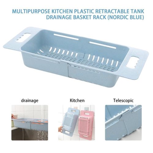 1pc Expandable Plastic Sink Draining Basket, Rectangular Kitchen Cleaning &  Storage, Fruits And Vegetables Filter Basket