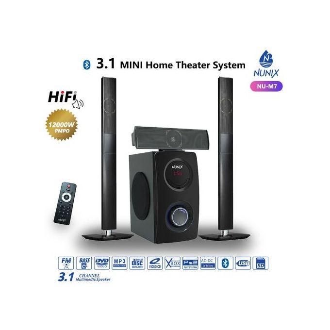 Nunix Home Theatre system/ Sub Woofer NU-M7 3.1CH BLUETOOTH MULTIMEADIA SPEAKER. Bring your living room to life with this stylish sub-woofer from Nunix.  Comprised of exclusive technologies to deliver