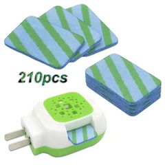 200pcs Electric mosquito repellent incense sheets+ 2 mosquito devices Smokeless and tasteless Safe and non-toxic Suitable for infants and pregnant women  Each tablet lasts 10 hours Green one size