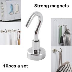 10pcs Magnetic Hooks bearing 25lbs Heavy Duty Magnetic Hooks Cruise for Hanging, Super Strong Magnet Hooks for Cruise Cabin, Refrigerator,Classroom,Magnetic Metal Hooks for Grill Silver one size