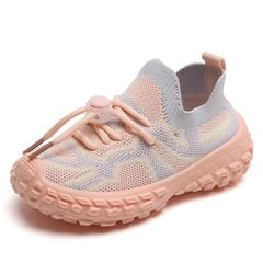 Athletic & Outdoor Kids Sneakers Spring Autumn Casual Sport Mesh Running Athletic Gym Shoes Soft Rubber Lightweight Walking Children Shoes 22 Pink