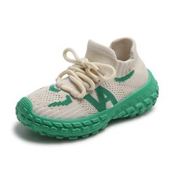 Athletic & Outdoor Sport Children Sneakers Shoes Mesh Breathable Casual Shoes Boys Girls Lightweight Soft Rubber Sole Toddler Kids Shoes 32 Green