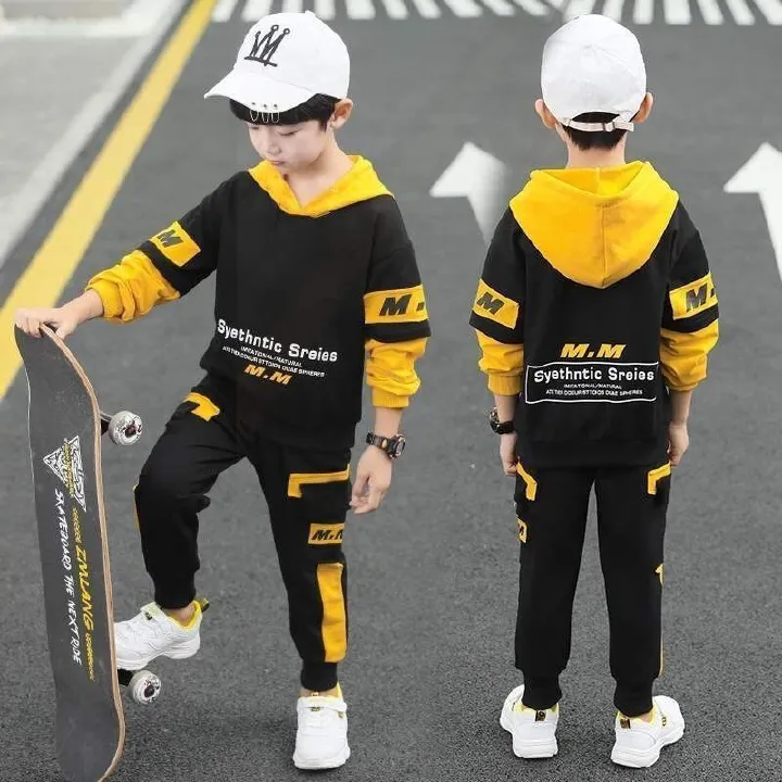 Children's Fashion Set Cuhk Children Handsome Hoodie Two-Piece Set
