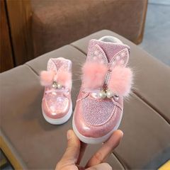 Sneakers This year's popular minority design 2023 new spring and autumn children's shoes LED light children's luminous shoes girls' colorful diamond light shoes 30 Pink