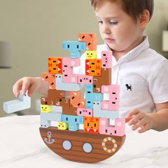 Children's educational toys animals balance stacked high building blocks assembled stacked music wooden toys  Stacking Blocks As picture