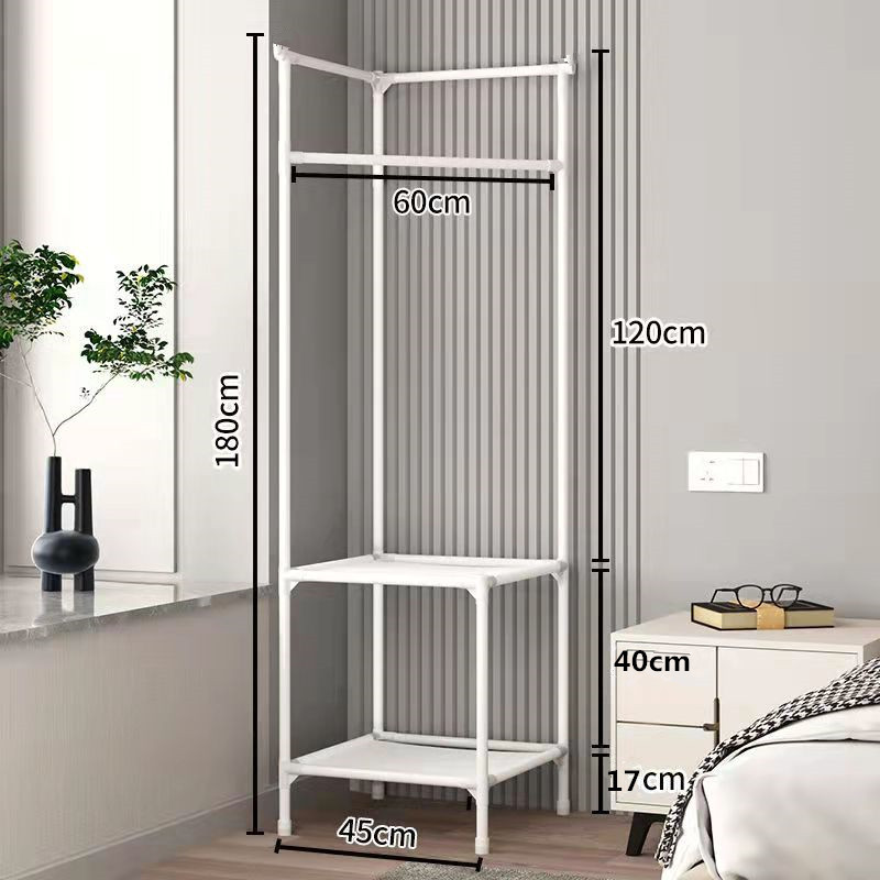 Multifunctional Clothes Hangers Corner Coat Rack  Shoe Rack Storage Organization 45*45*175cm White 2-layerWhite,2-layer