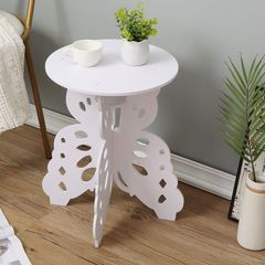 Multifunctional Side Table bedside cupboard Storage cabinet Storage cabinet Mini Coffee Table Butterfly carving Nightstands Assemble Table For Living Room White 36*44CM
