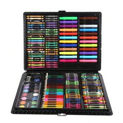 168Pcs Kids Art Set School Supplies Education Arts Crafts Supplies painting brush markers crayons eraser Gifts for Children Multicolor